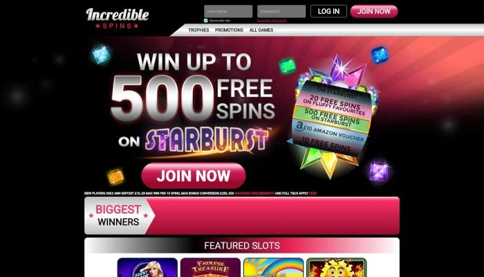 Incredible Spins Casino — screenshot
