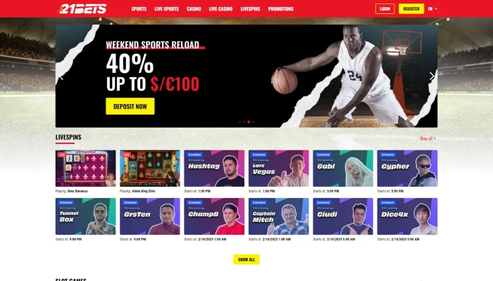 21 Bets Casino — screenshot