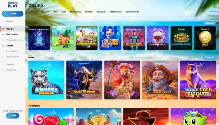 Paradise Play Casino — screenshot