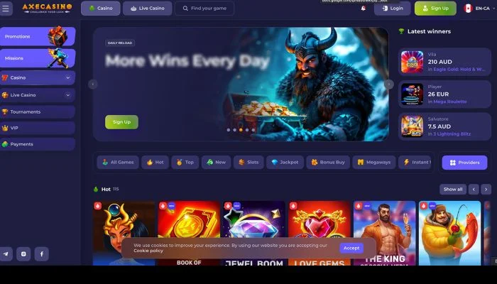 Axecasino — screenshot