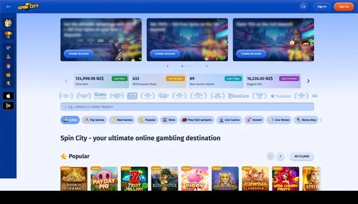 Spin City Casino — screenshot