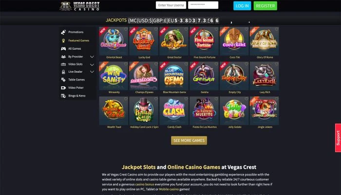 Vegas Crest Casino — screenshot