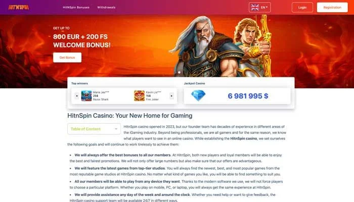 HitNSpin Casino — screenshot