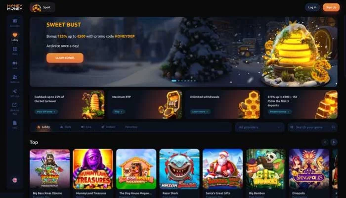 HoneyMoney Casino — screenshot