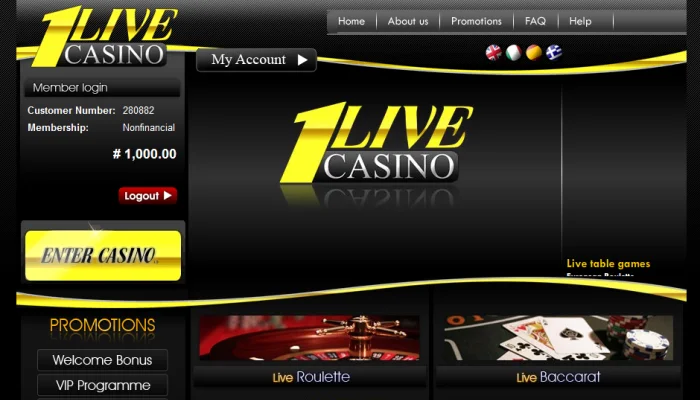 1 Live Casino — screenshot