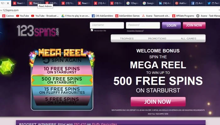 123Spins Casino — screenshot