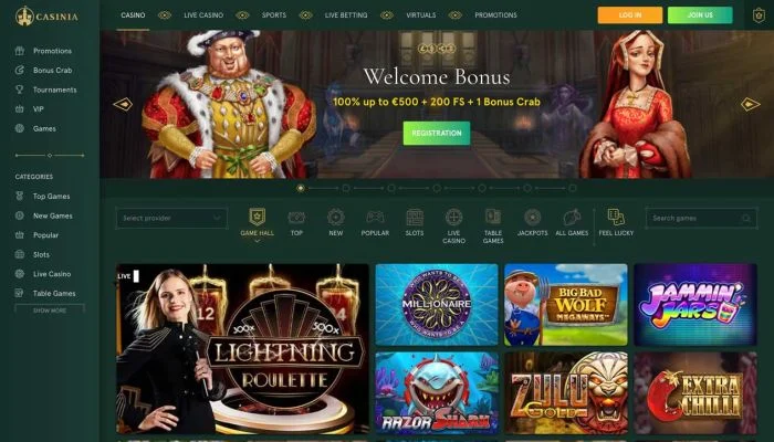 Casinia Casino — screenshot