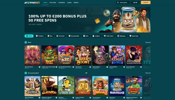 arcanebet Casino — screenshot