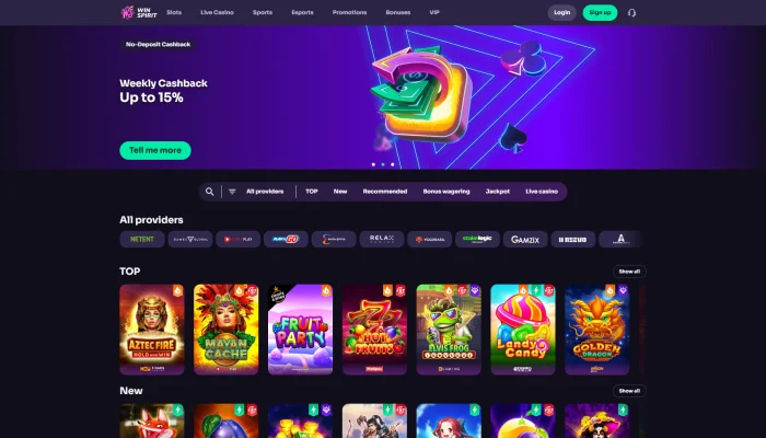 WinSpirit Casino — screenshot