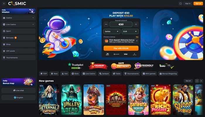 CosmicSlot Casino — screenshot