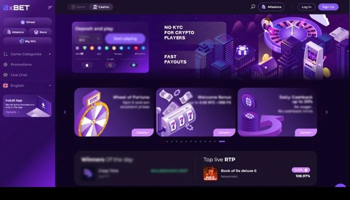 0x.bet Casino — screenshot