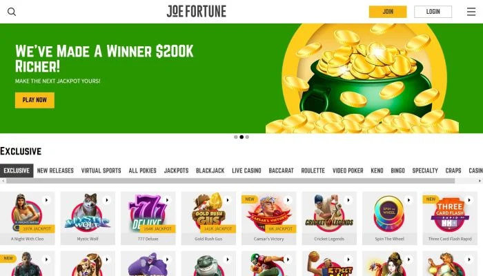 Joe Fortune Casino — screenshot