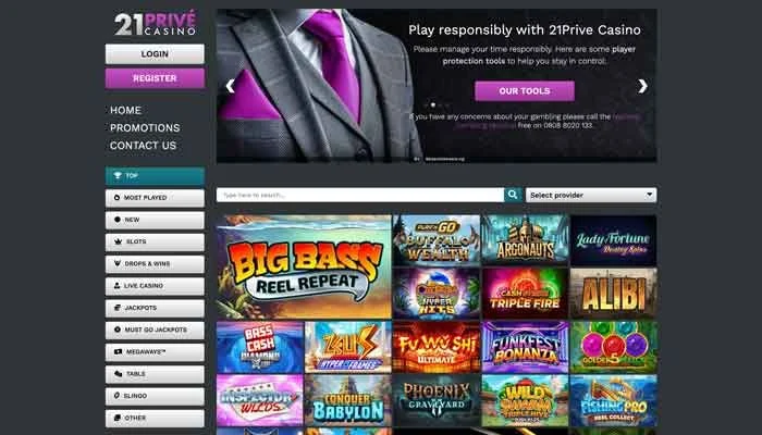 21 Prive Casino — screenshot