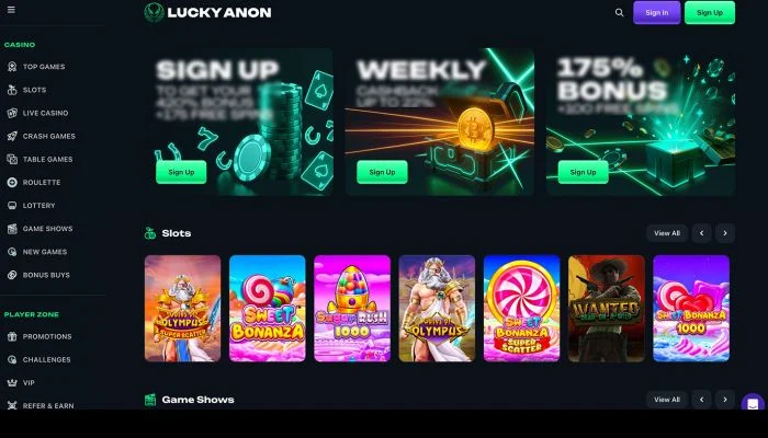 Lucky Anon Casino — screenshot