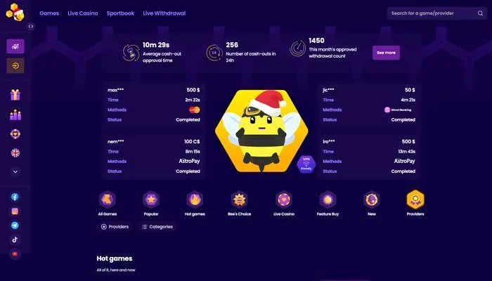 Wazbee Casino — screenshot